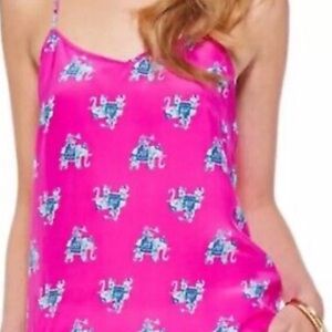 Lilly Pulitzer Dusk Silk Racerback Tank Top “Magenta Bazaar" Boho Summer Resort